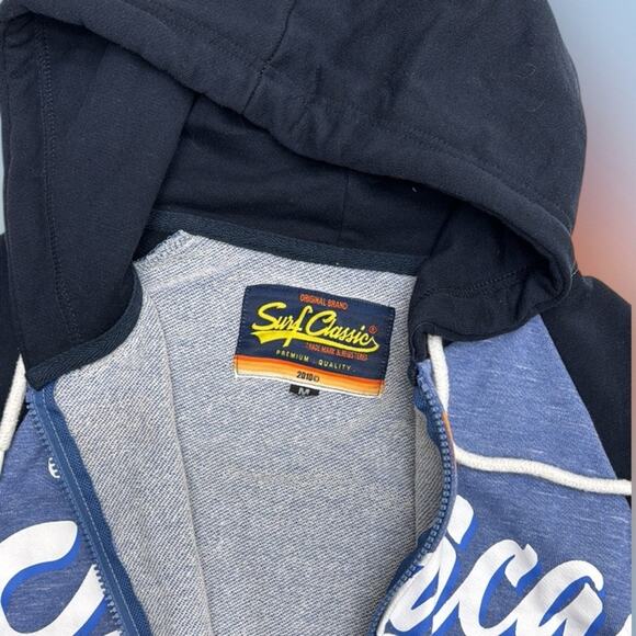 JAMAICA Men’s Medium Full Zip Blue Hoodie Sweatshirt - Picture 3 of 4